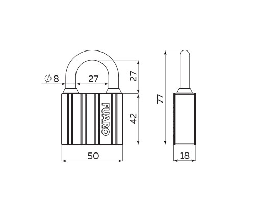 Замок Fuaro (Фуаро) навесной PL-UNI-0450 3key