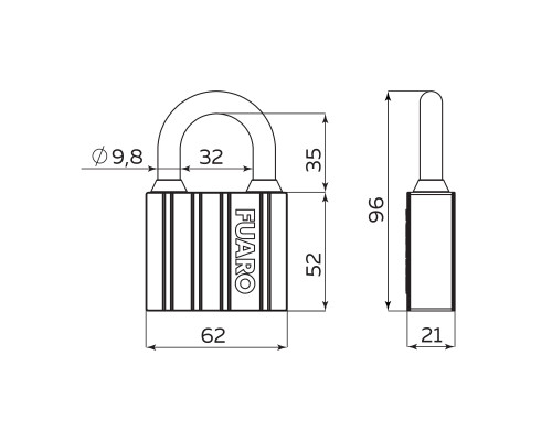 Замок Fuaro (Фуаро) навесной PL-UNI-0463 3key