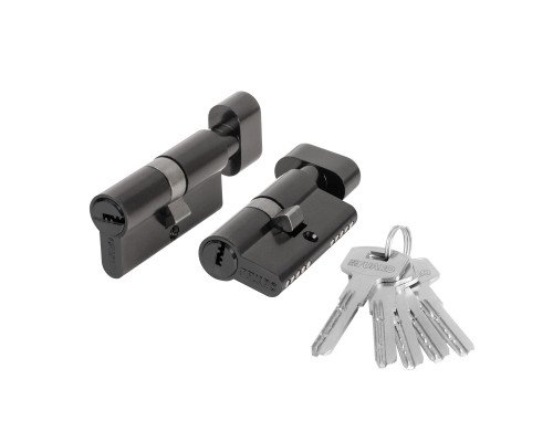 Цилиндровый Fuaro (Фуаро) механизм (200 ZM/80) 2000ZM Knob 80 (35+10+35) BL-24 черный 5Key с вертушкой