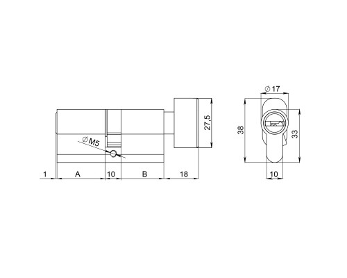 Цилиндровый Fuaro (Фуаро) механизм (200 ZM/110) 2000ZM Knob 110(55+10+45) BL-24 черный 5Key с вертушкой
