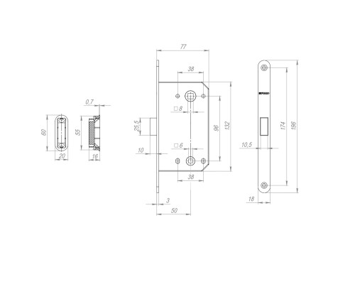 Защелка Fuaro (Фуаро) врезная магнитная MAGNM96WC-50/BL INOX BL-24 черный (блистер)