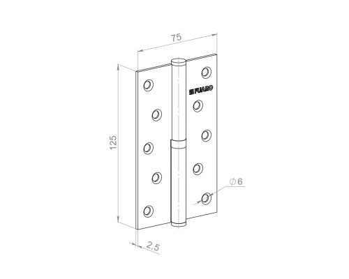 Петля Fuaro (Фуаро) съемная IN5430SL-BL WH левая (413/BL-5 125x75x2,5) белый БЛИСТЕР