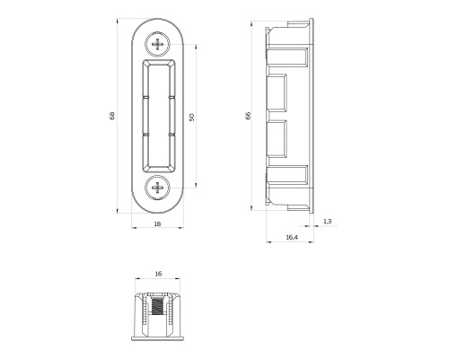 Ответная Fuaro (Фуаро) магнитная планка Alutop BL, цвет- чёрный