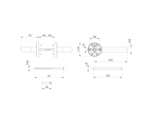 Ручка Fuaro (Фуаро) раздельная R.DSS201-0201/19 (DSS-0201/19) INOX 201 BL-24 черный