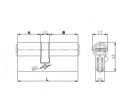 Цилиндровый Kale kilit (Кале килит) механизм 164 SN/90 (30+10+50) mm упк.БЛИСТЕР латунь 5 кл.