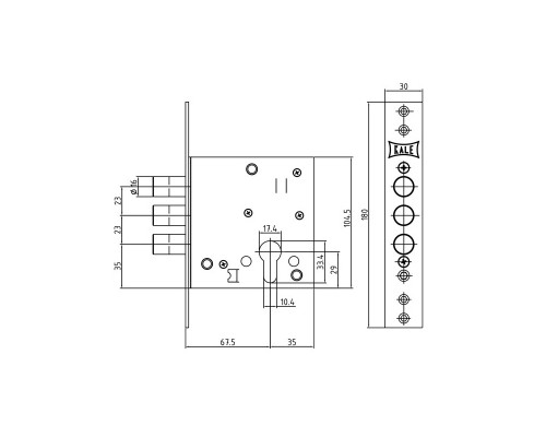 Корпус Kale kilit (Кале килит) врезного цилиндрового замка 447 w/b