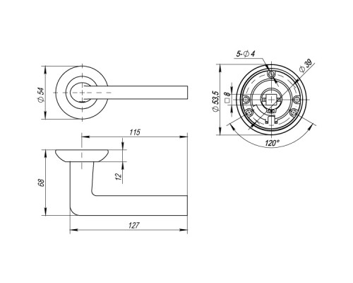 Ручка Punto (Пунто) раздельная R.TL54.REX (REX TL) 140mm SN/CP-3 матовый никель/хром