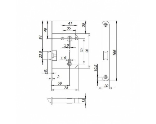 Защелка Punto (Пунто) PLASTPL72-R20 (PL72-R20) (врезная) SN мат. никель тех.упаковка без ответной планки