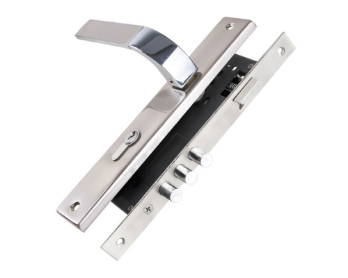 Замок цилиндровый Punto (Пунто) с ручкой LOCKSET90.ORION.4585-3 (KIT P90 4585/3 ORION) SN/CP мат.никель/хром