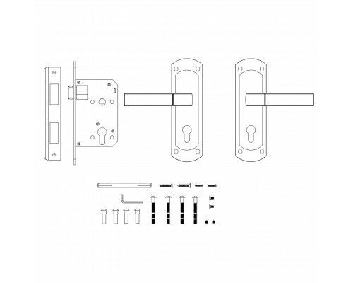 Замок цилиндровый Punto (Пунто) с ручкой LOCKSET90.ORION.4585-3 (KIT P90 4585/3 ORION) SN/CP мат.никель/хром