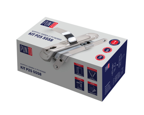 Корпус замка Punto (Пунто) с ручкой LOCKSET25.ORION.5558-1 (KIT P25 5558 ORION) SN/CP мат.никель/хром