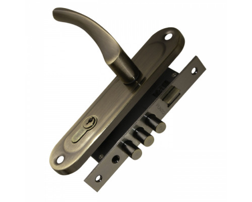 Замок Punto (Пунто) цилиндровый в комплекте с ручкой LOCKSET15.CRONA.4061-3 (KIT P15 4061/3 CRONA) AB бронза