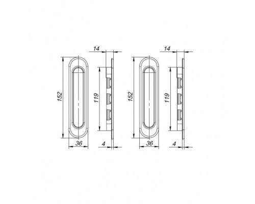 Ручка Punto (Пунто) для раздвижных дверей SH.SL152.010 (Soft LINE SL-010) BL черный