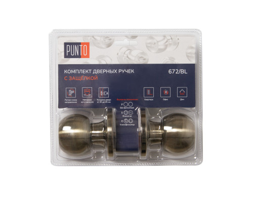 Ручка Punto (Пунто) защелка DK672/BL AB-ET (кл./фик.) бронза