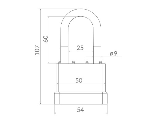 Замок Punto (Пунто) навесной PK-6550L 3 key англ. длиная дужка
