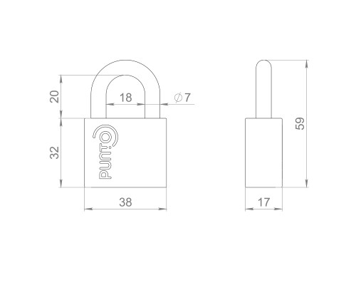 Замок Punto (Пунто) навесной PK-1540 3 key диск.ключ.