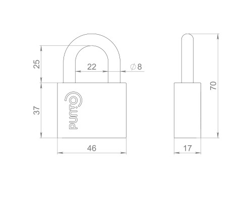 Замок Punto (Пунто) навесной PK-1550 3 key диск.ключ