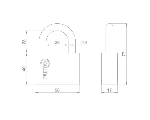 Замок Punto (Пунто) навесной PK-1560 3 key диск.ключ