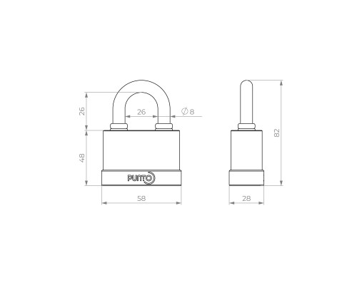 Замок Punto (Пунто) навесной PK-5055 3 ключа