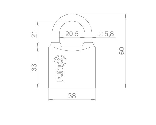 Замок Punto (Пунто) навесной PK-0138 3 key англ.ключ.
