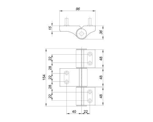 Петля Punto (Пунто) дверная IN-U3B1-150A (RAL 9016) (АНКЕРНАЯ) белый