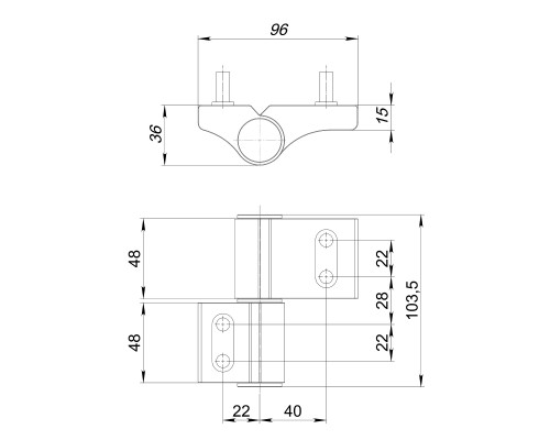 Петля Punto (Пунто) дверная IN-U2B1-120-2 RAL 9016 белый