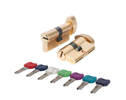 Цилиндровый Punto (Пунто) механизм MaxPro7002Knob52mm(21+10+21) SSG сатин.золото 7key с вертушкой