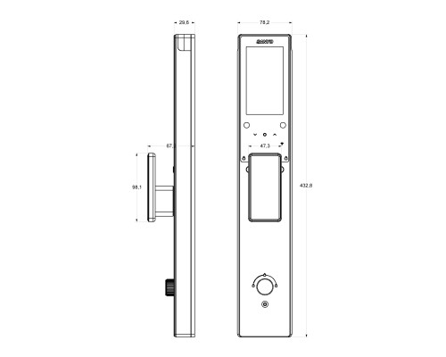 Электронный замок Sanyo D501 Tuya DM70 с WiFi, ручка скоба 1800 мм, черный