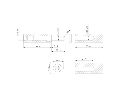 Петля приварная D20x140 ADJ регулируемая