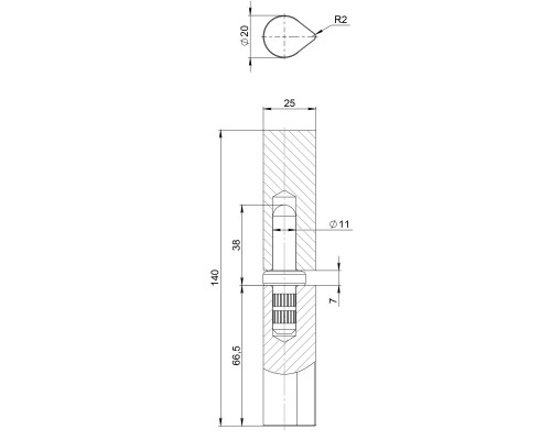 Петля приварная D20x140 B2B (без фаски)