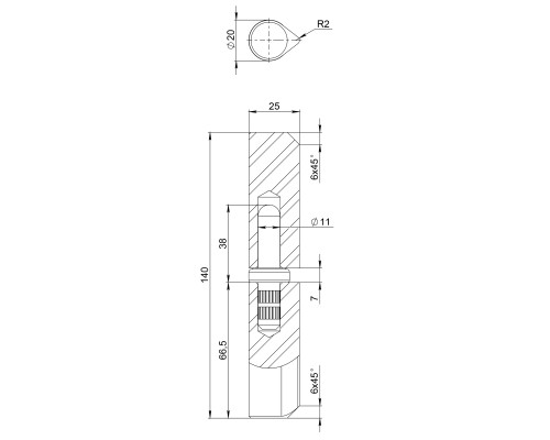 Петля приварная D20x140S B2B (с фаской)