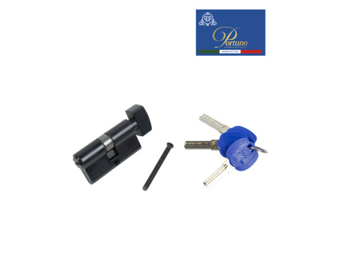 Цилиндровый механизм PORTUNO. Арт.CS60.03, 60м. (30+30), Цвет, Чёрный. ключ-вертушка