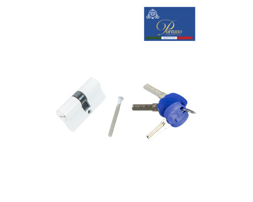 Цилиндровый механизм PORTUNO. Арт.CD60.04, 60м. (30+30), Цвет, Белый. ключ-ключ