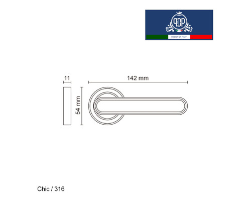 Дверная ручка на розетке Portuno Chic 316.07 Матовое золото